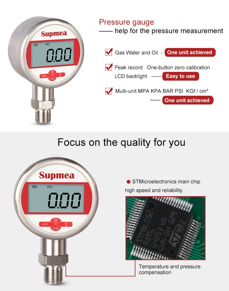 Digital Pressure Transmitter Dry Stainless Steel Pressure Gauge Meter