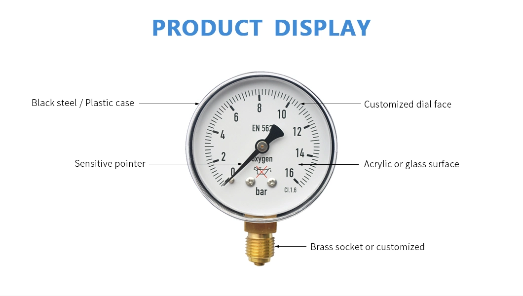 160mm Wk Type Bottom Dry Pressure Gauge with High Quality Mechanical Pressure Gauge